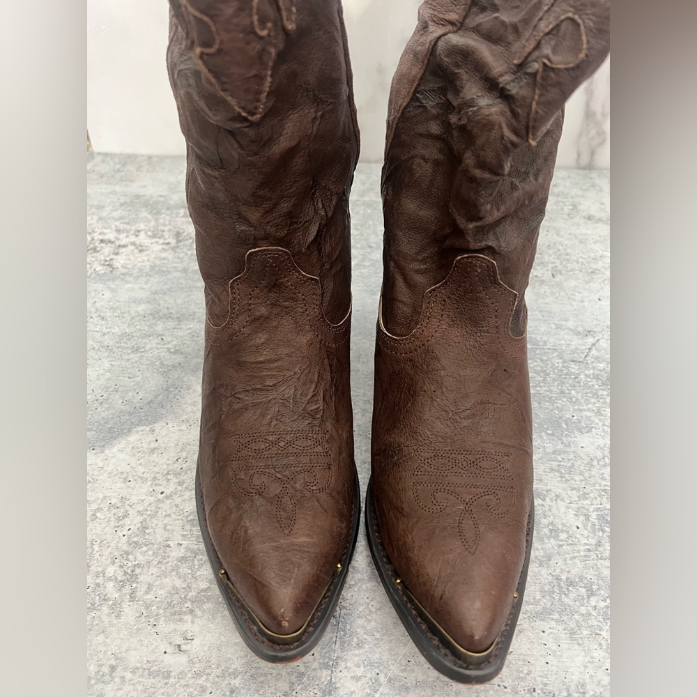 Brown Leather Heeled Boots